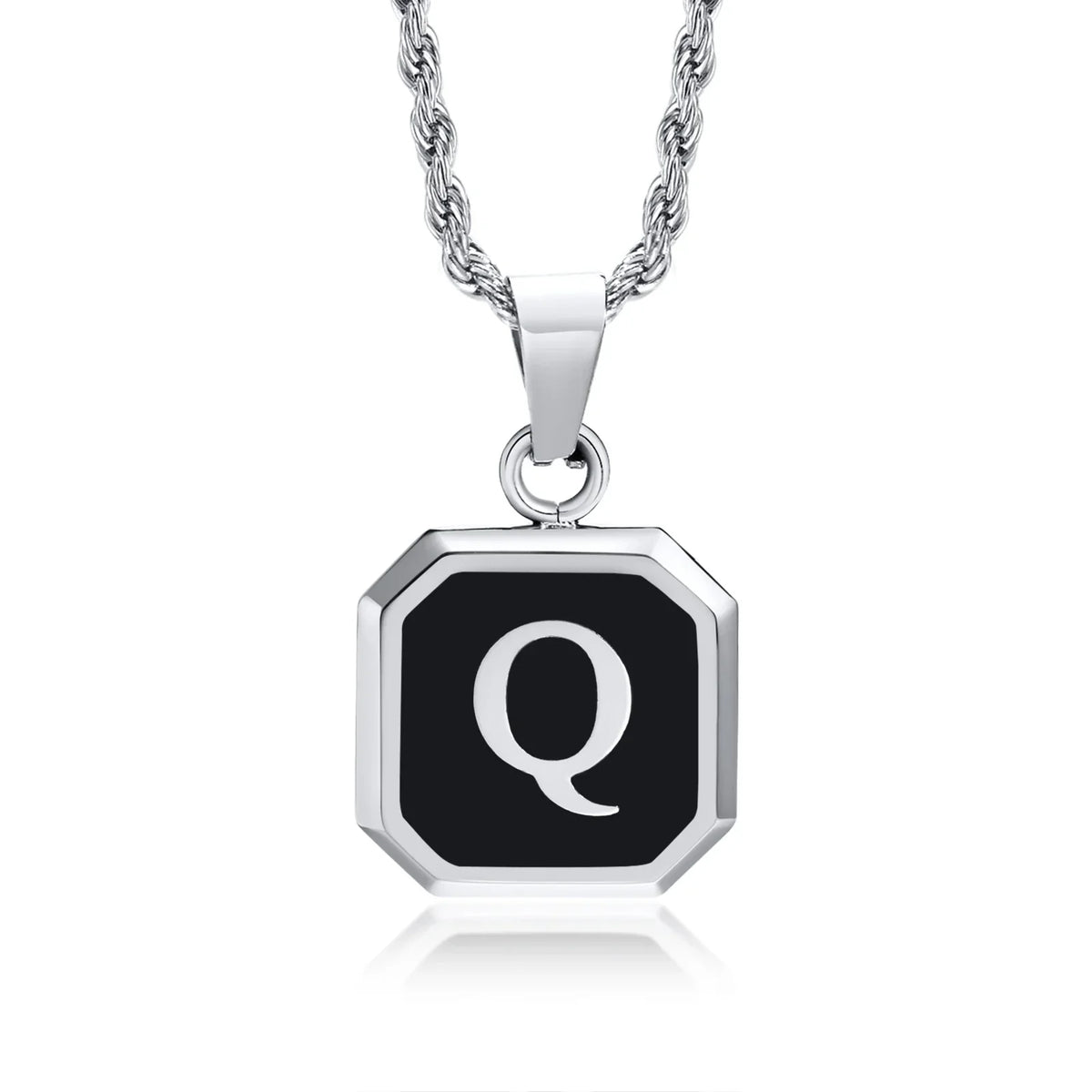 Collar para hombre con colgante hexagonal de inicial - letra 