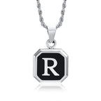 Collier homme avec pendentif hexagonale initiale r