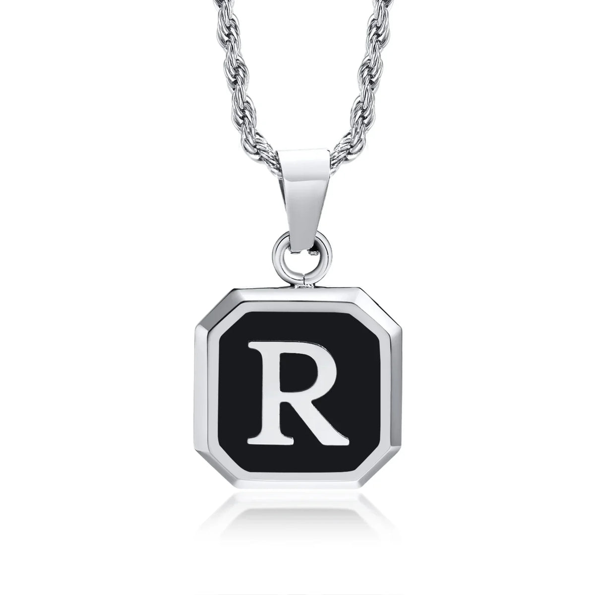 Collar para hombre con colgante hexagonal de inicial - letra 