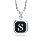 Collier homme avec pendentif hexagonale initiale s