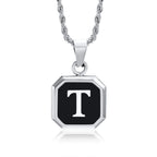 Collar para hombre con colgante hexagonal de inicial - letra 