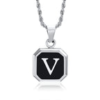 Collar para hombre con colgante hexagonal de inicial - letra 