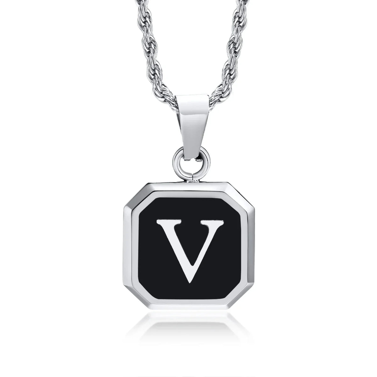 Collar para hombre con colgante hexagonal de inicial - letra 