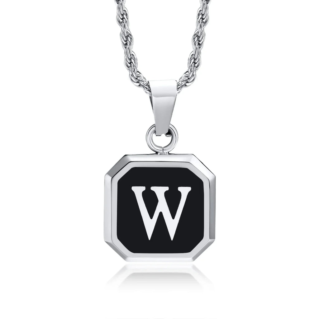 Collar para hombre con colgante hexagonal de inicial - letra 