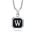 Collar para hombre con colgante hexagonal de inicial - letra 