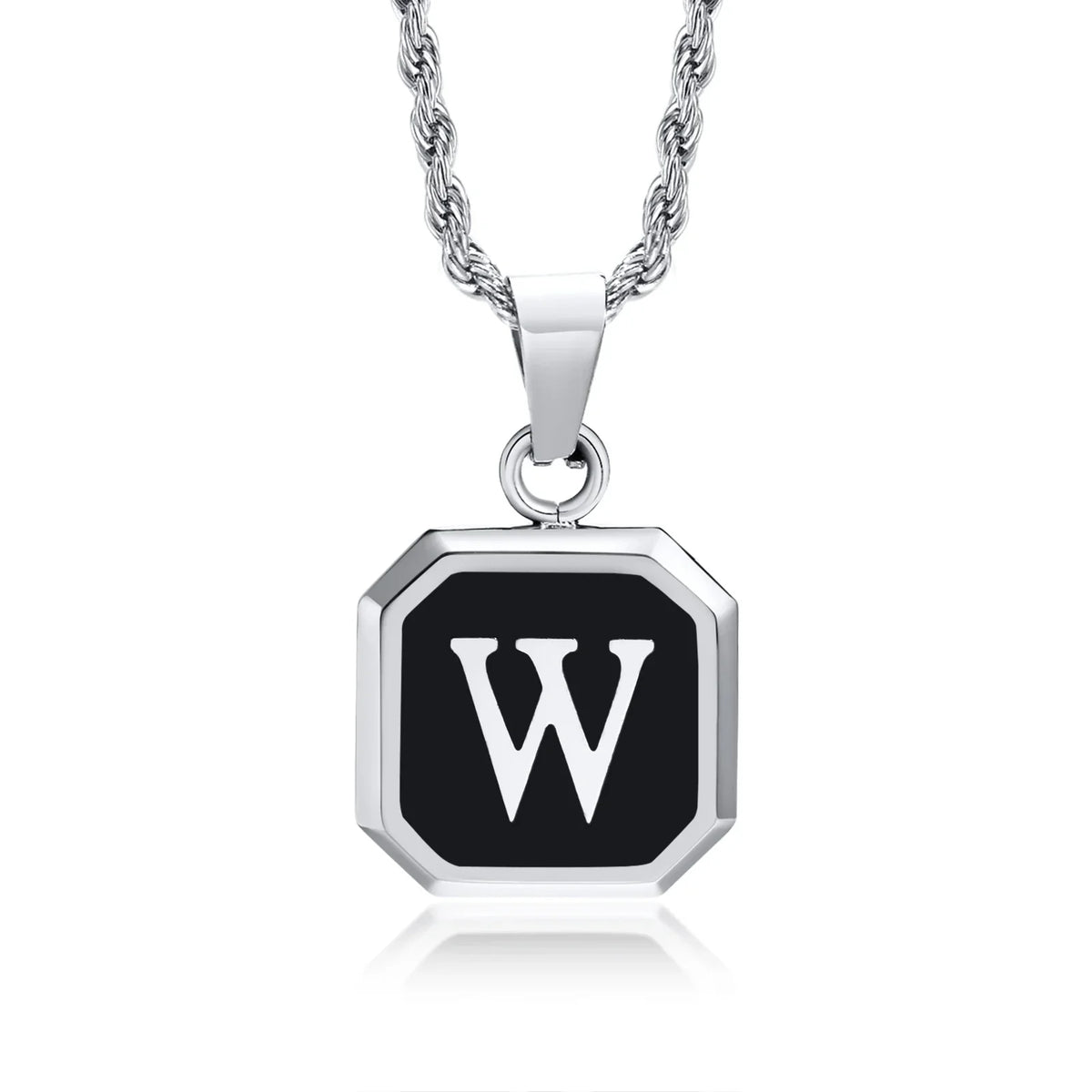 Collar para hombre con colgante hexagonal de inicial - letra 