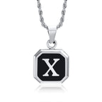 Collar para hombre con colgante hexagonal de inicial - letra 