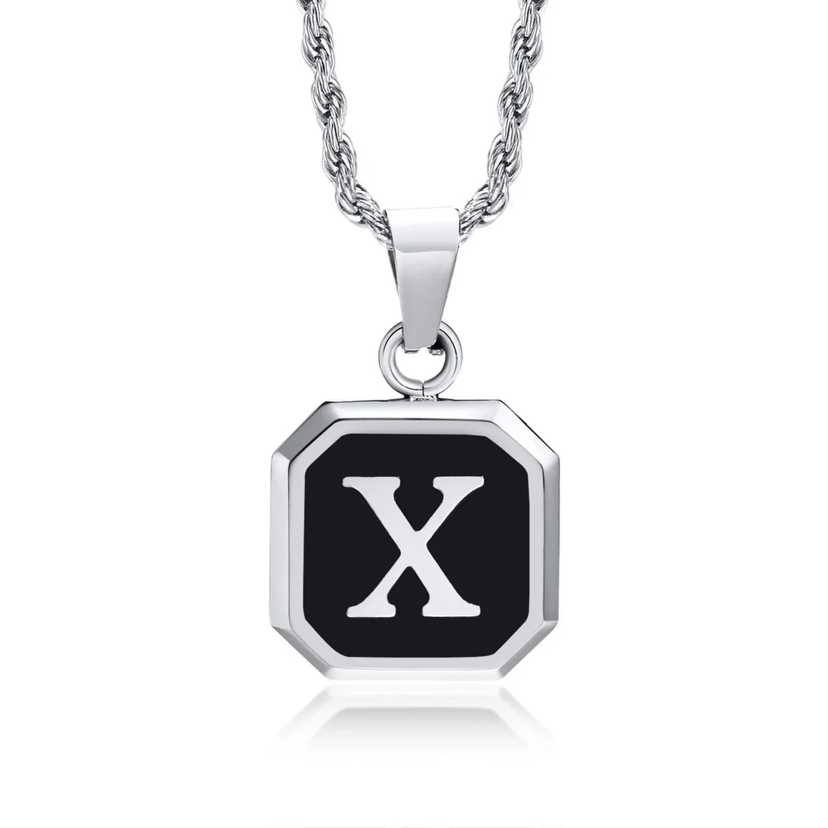 Collar para hombre con colgante hexagonal de inicial - letra 