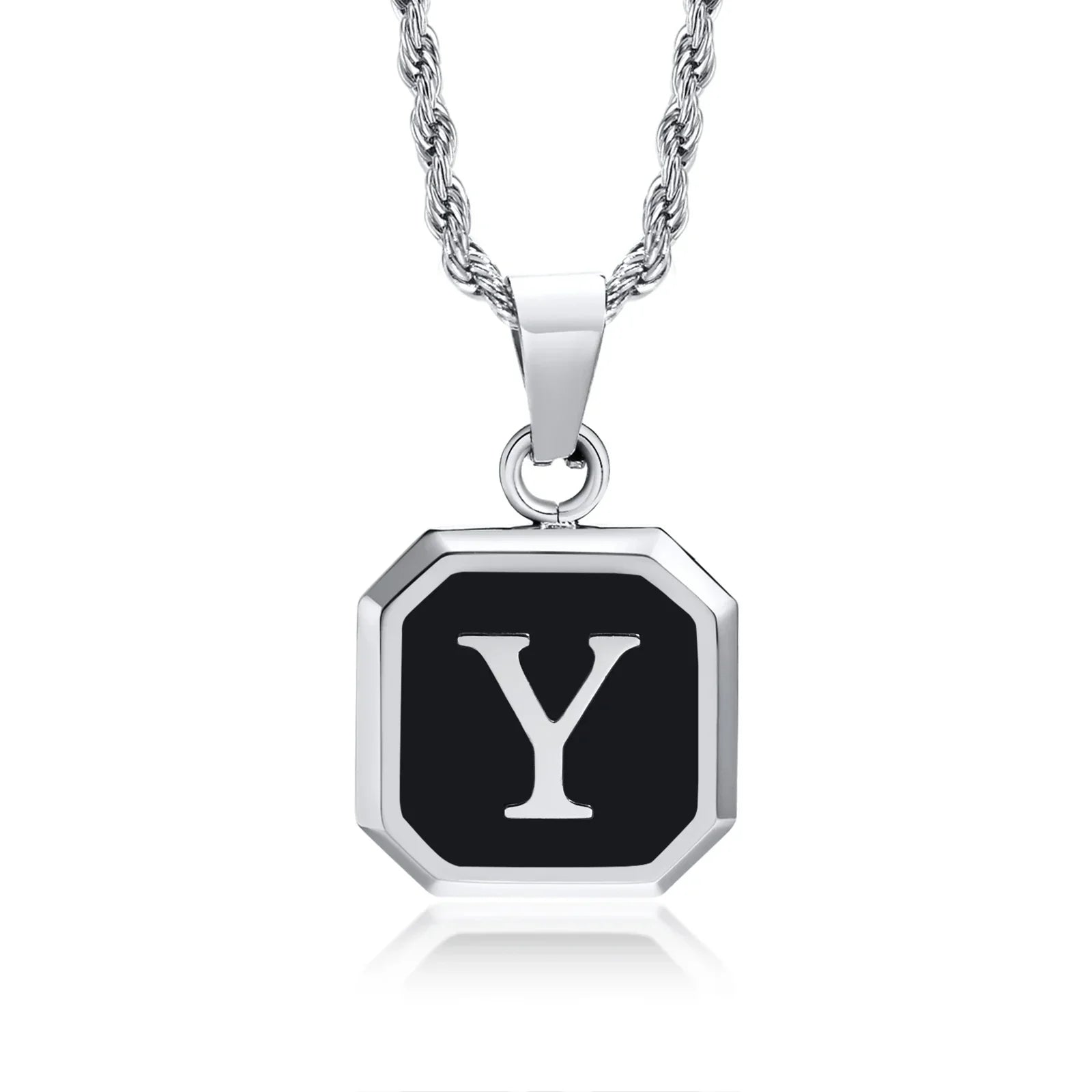 Collier homme avec pendentif hexagonale initiale y