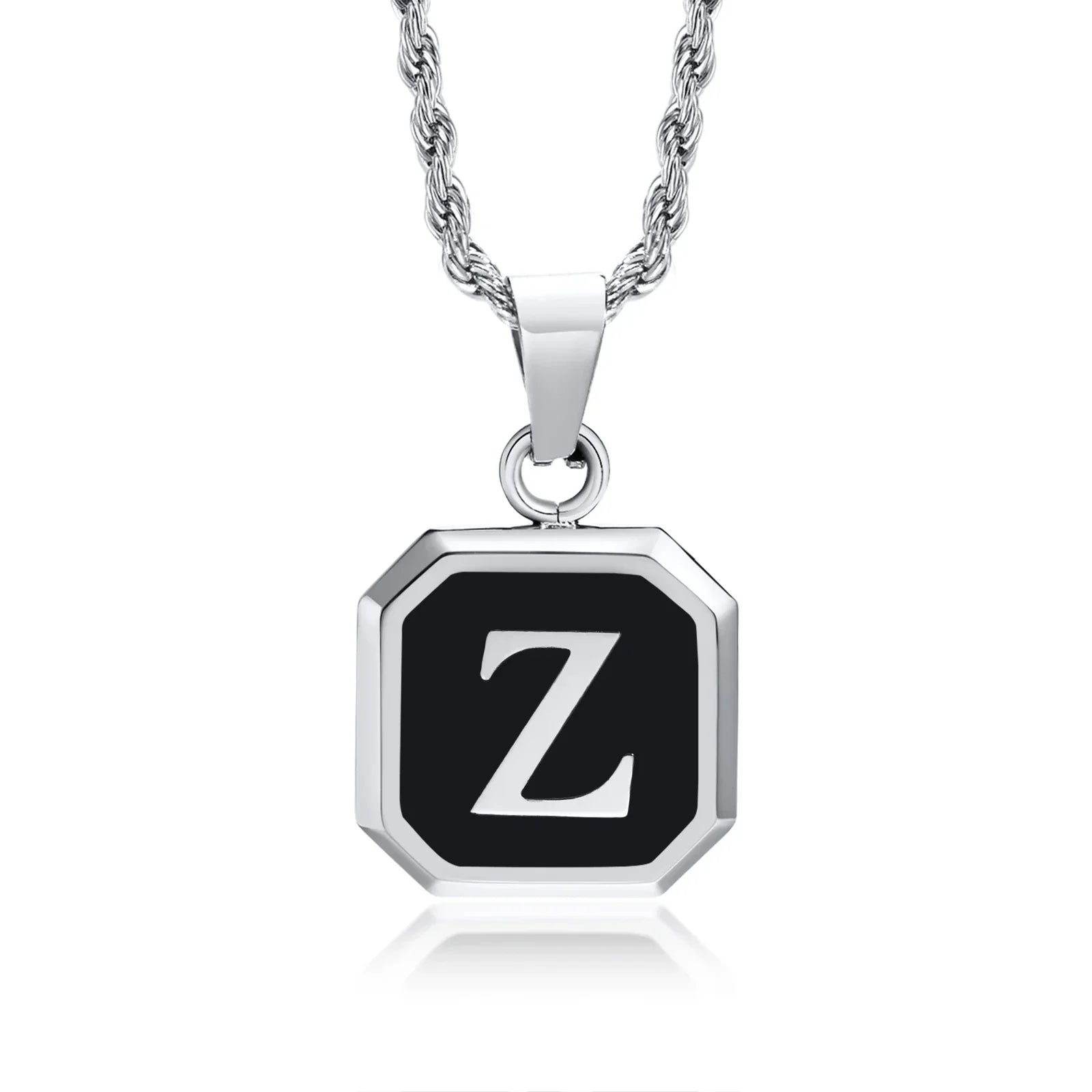 Collier homme avec pendentif hexagonale initiale z