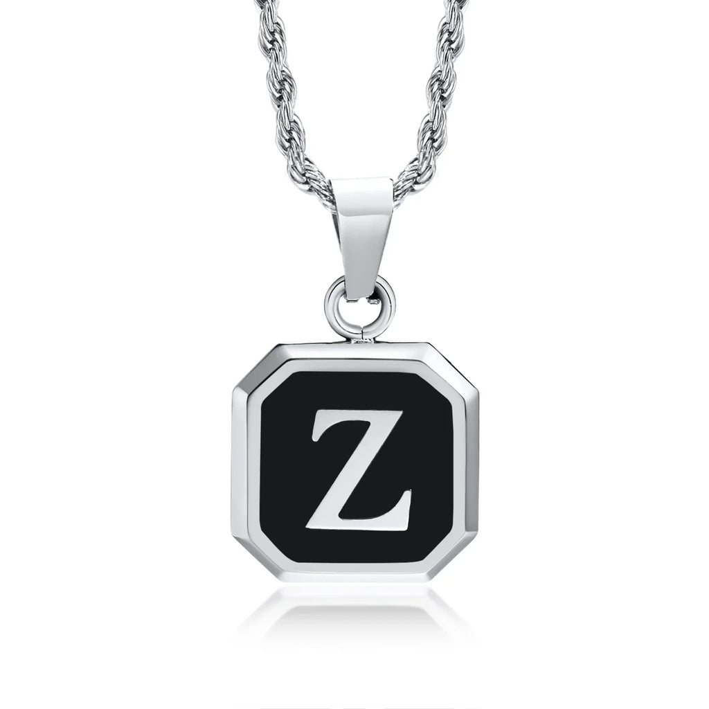 Collar para hombre con colgante hexagonal de inicial - letra 