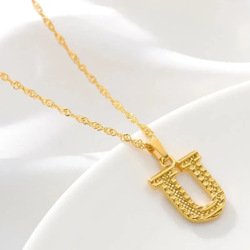 Collier homme ou femme avec pendentif personnalisé initiale u