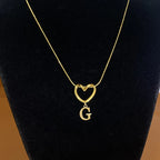 Choker necklace with initial letter and heart pendant
