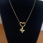 Choker necklace with initial letter and heart pendant