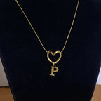 Choker necklace with initial letter and heart pendant