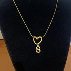 Choker necklace with initial letter and heart pendant