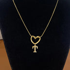 Choker necklace with initial letter and heart pendant