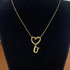 Choker necklace with initial letter and heart pendant