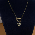 Choker necklace with initial letter and heart pendant