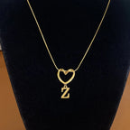 Choker necklace with initial letter and heart pendant