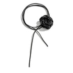 Elegant Choker Necklace Large Black Rose Flower Pendant 1