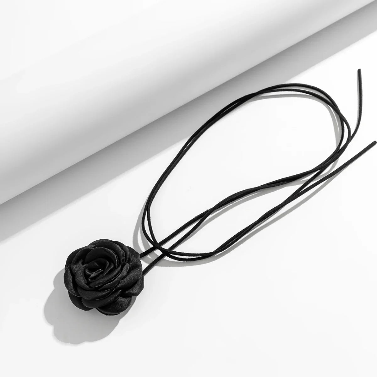 Elegant Choker Necklace Large Black Rose Flower Pendant 1