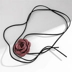 Elegant Choker Necklace Large Lilac Rose Flower Pendant