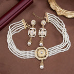Collar corto y pendientes con Perlas colgantes árabes