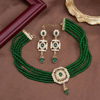 Collar corto y pendientes con Perlas colgantes árabes