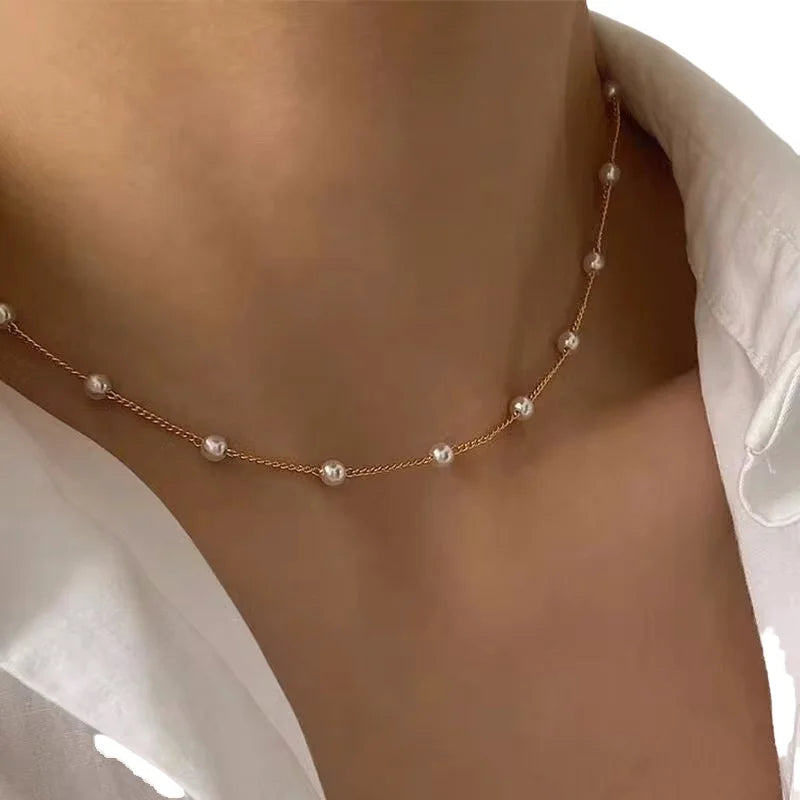 Collar Gargantilla para Mujer con Perlas doradas
