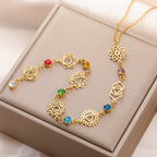 Collar Gargantilla con Colgante y Piedras de Circón 7 Chakras oro