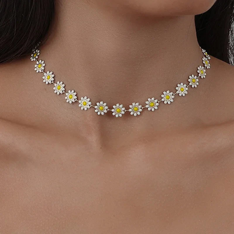 Collar Gargantilla Colgante Flores de Margarita