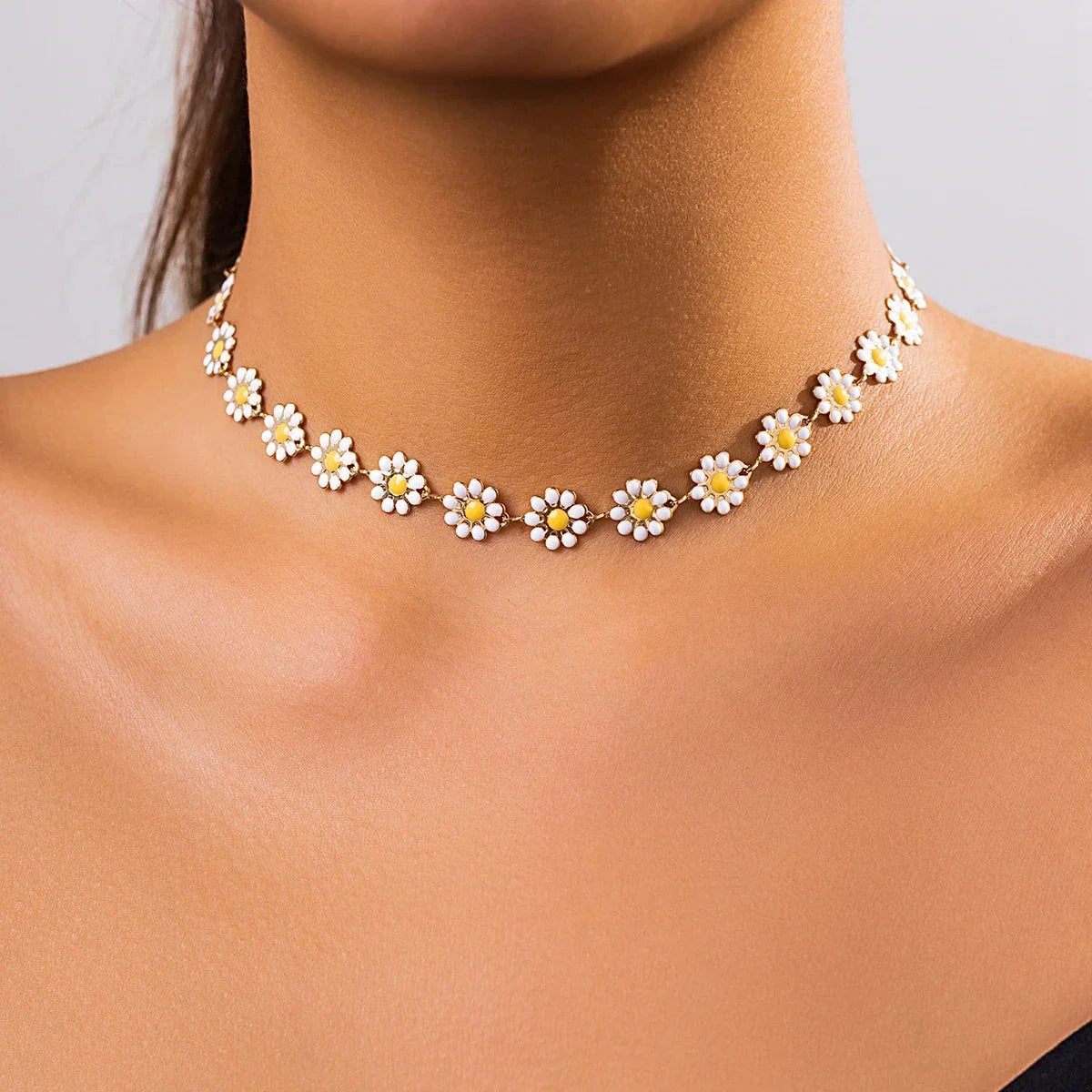 Collar Gargantilla Colgante Flores de Margarita