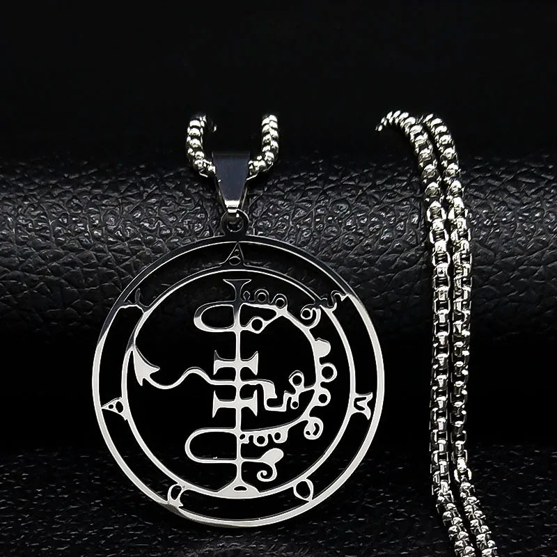 Collier Satanique Pendentif Esprit Démoniaque  asmoday argent