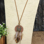 Bohemian Style Necklace with Feather Pendant