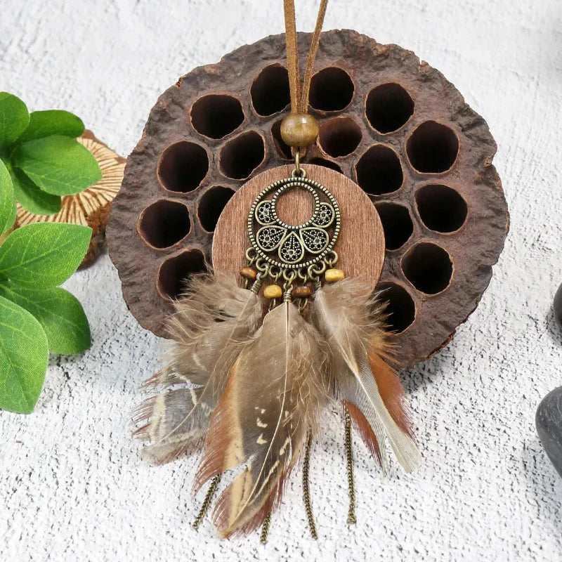 Bohemian Style Necklace with Feather Pendant