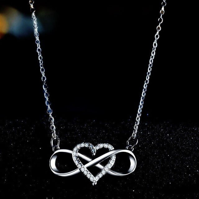Infinity Symbol Necklace Women's Silver Heart Pendant