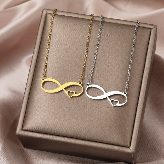 Infinity Symbol Necklace Pendant Women Small Heart