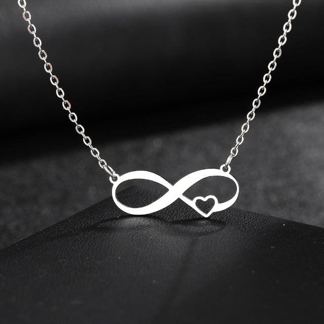 Infinity Symbol Necklace Pendant Women Small Heart Silver