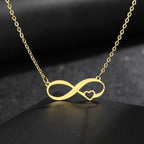 Infinity Symbol Necklace Pendant Women Small Heart Gold