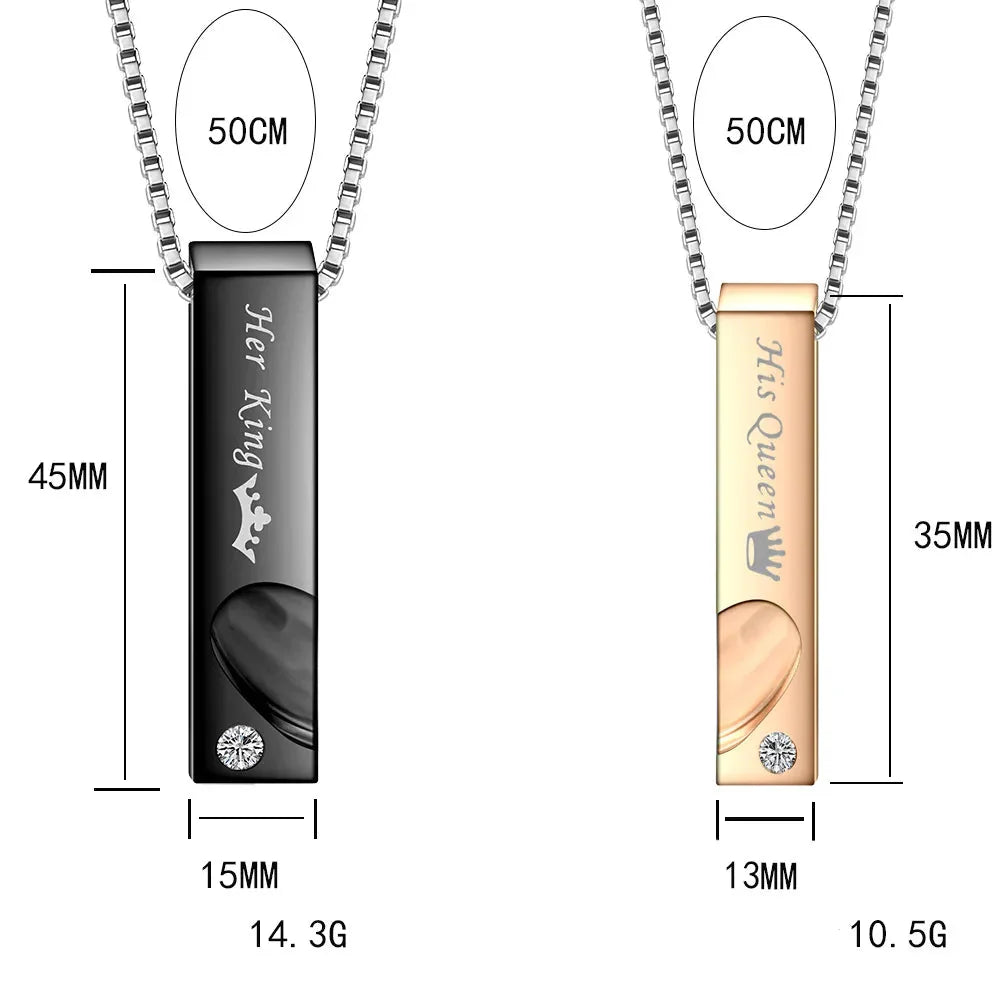Couple Necklaces Barrette and Heart Pendant