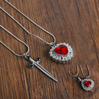 Collares para Parejas Colgante Corazón y Espada 2