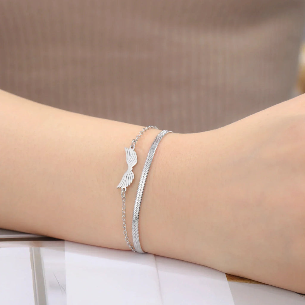 Double angel wings bracelet