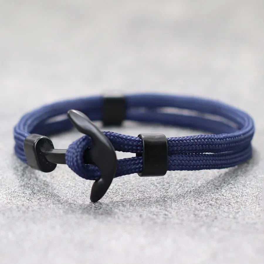Double black anchor bracelet