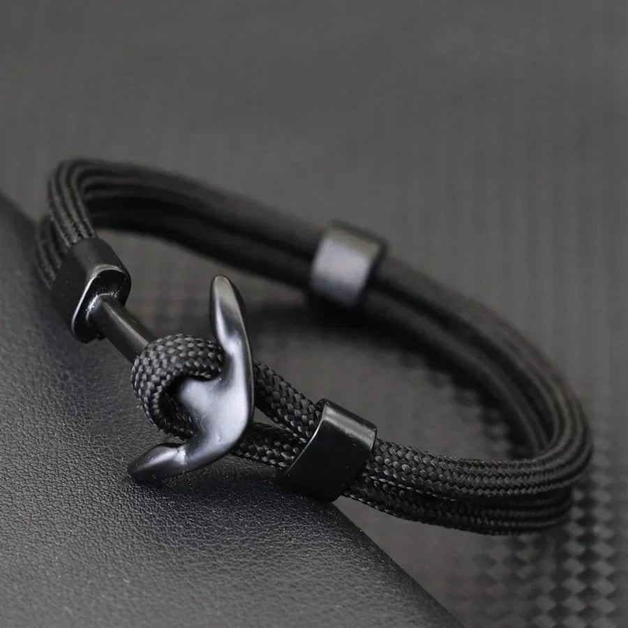 Double black anchor bracelet