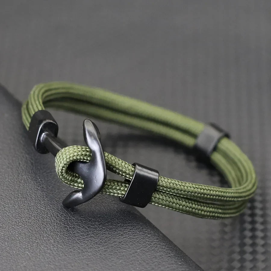 Double black anchor bracelet