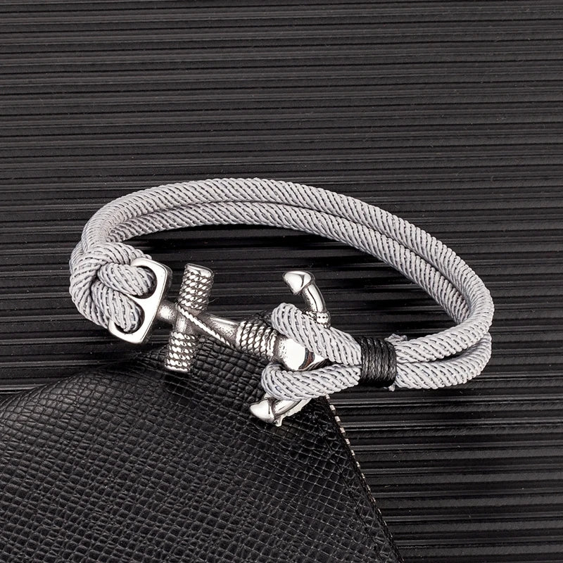 Pulsera doble con ancla para hombre 