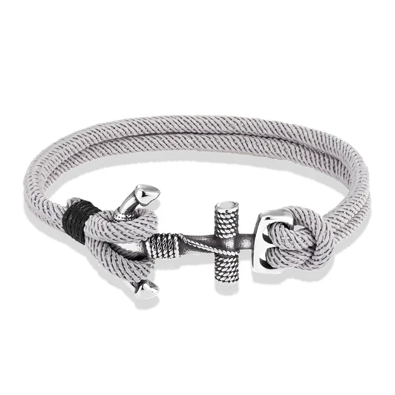 Bracelet double ancre homme gris