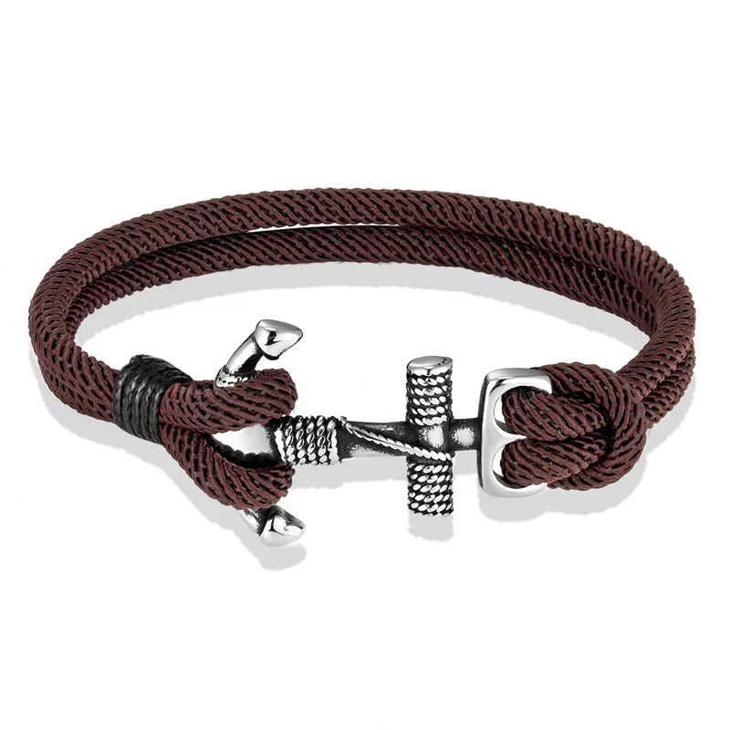 Pulsera doble con ancla para hombre 
