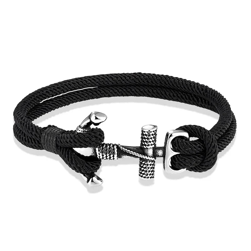 Pulsera doble con ancla para hombre 
